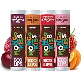 Eco Lips Mongo Kiss USDA Organic Lip Balm, Variety 4 pack | Blood Orange, Yumberry, Strawberry Lavender, Black Cherry | Moisturize Chapped Lips With Mongongo Oil &amp; Vitamin E