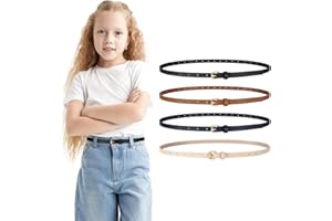 TRIWORKS 4 Pack Women Skinny Leather Belts for Jeans Dress Thin Waist Belts for Ladies with Gold Buckle