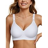 OEAK Womens Seamless Bras Comfortable Bra No Underwire Full Support Bralette Push Up Plus Size V Neck Sleeping Tshirt Bras