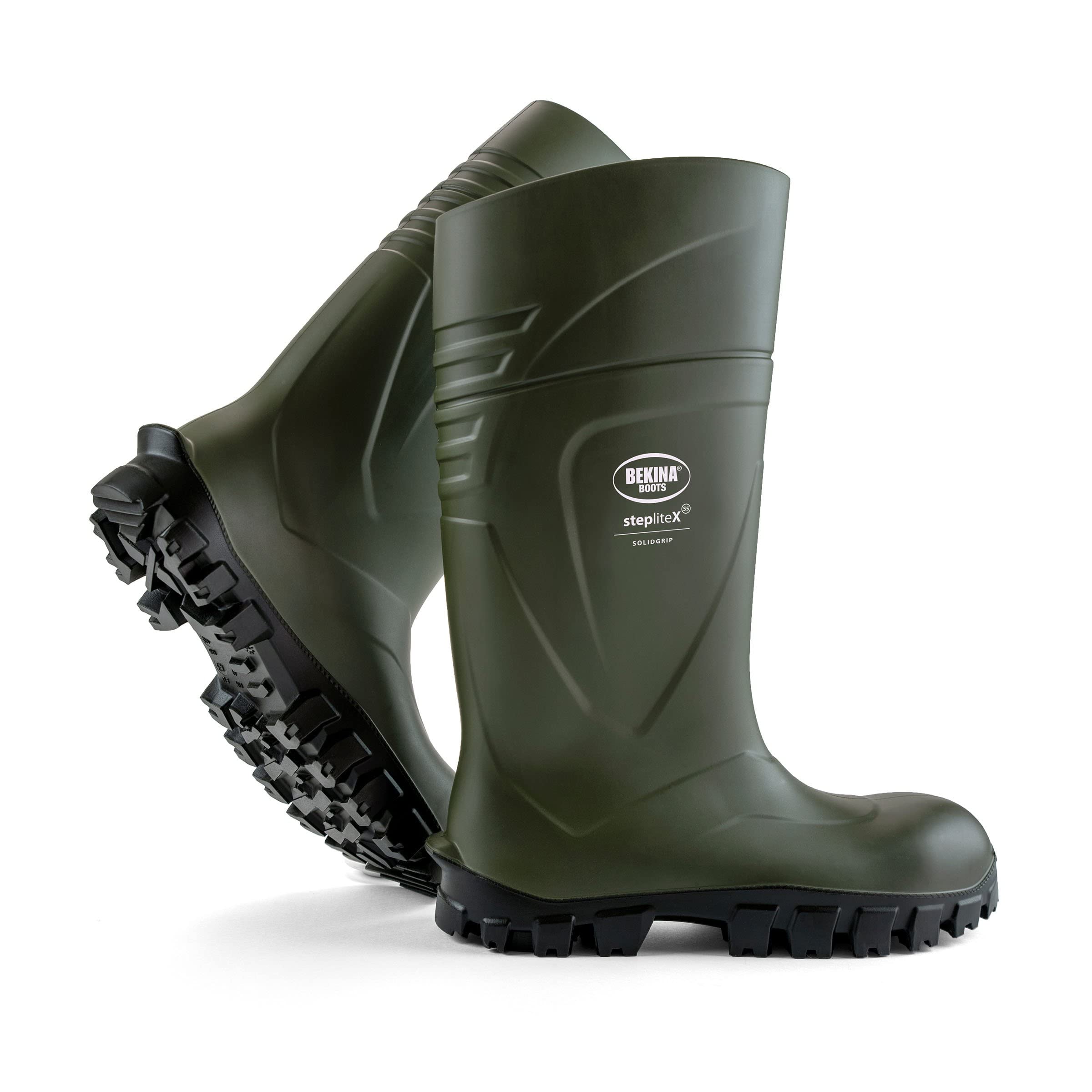 Robust Safety Boots for Men and Women with Steel Toecap and Steel Sole, Non-Slip, Wide fit, Boots Agriculture, Waterproof, Resistant to mud or detergents, up to - 30 Degrees, Green, UK 7 Mens Size