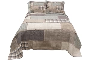 Donna Sharp King Quilt - Smoky Cobblestone Cotton Pieced Patchwork Contemporary Quilt - Machine Washable - Perfect for Contemporary Decor