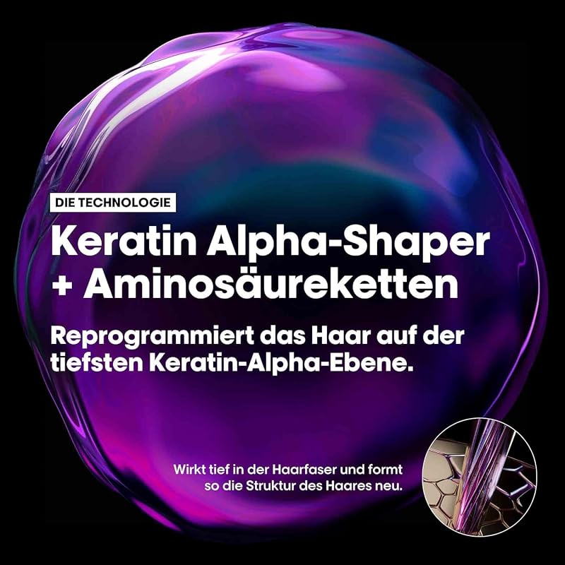 L'Oréal Professionnel Keratin Alpha Sleek Maske, für tiefenwirksame & intensive Pflege, langanhaltende Geschmeidigkeit und Frizz- und Volumen-Kontrolle, 250ml