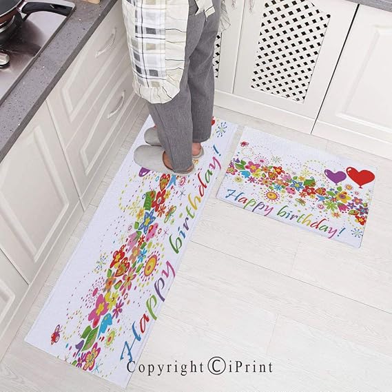 Juego de 2 alfombrillas de cocina antideslizantes y alfombra de pasillo