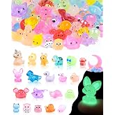 FIVEIZERO 100PCS Luminous Mini Resin Animals, 20 Styles Mini Resin Figures | Multiple Colors per Style, Waterproof, Fade-Resistant, Non-Toxic, Smooth Edges, Fairy Garden, Aquarium &amp; Party Favor Decor