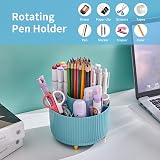 Marbrasse Desk Organiser 360° Rotating Pen Holder 5 Compartments Blue view 2