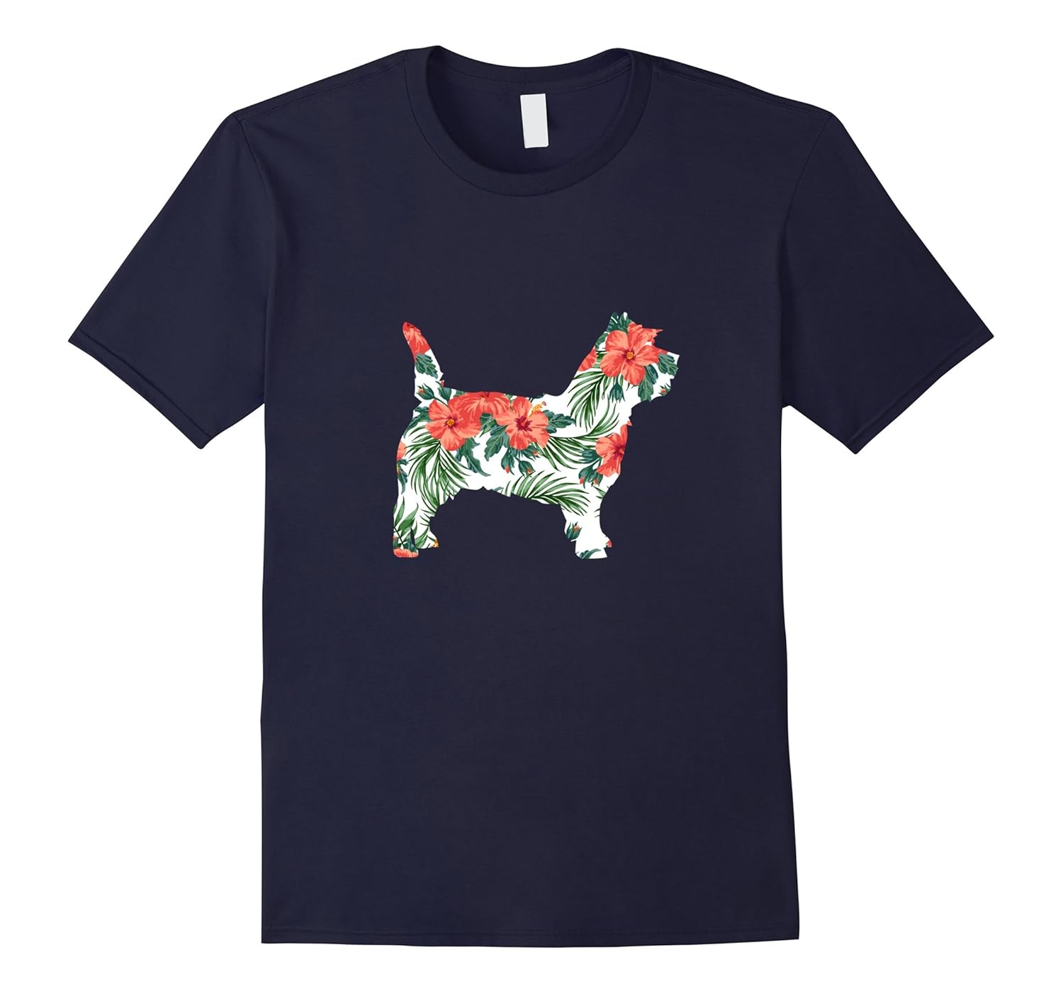 Cairn Terrier Aloha Dog Silhouette T-Shirt Red-ANZ