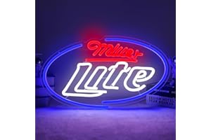 JIANJUNG Neon Beer Sign Miller Lite Neon Signs Beer Neon Lights LED Signs for Wall Light Up Signs for Man Cave Pub Home Party Bedroom Neon Bar Sign Wall Art Decor