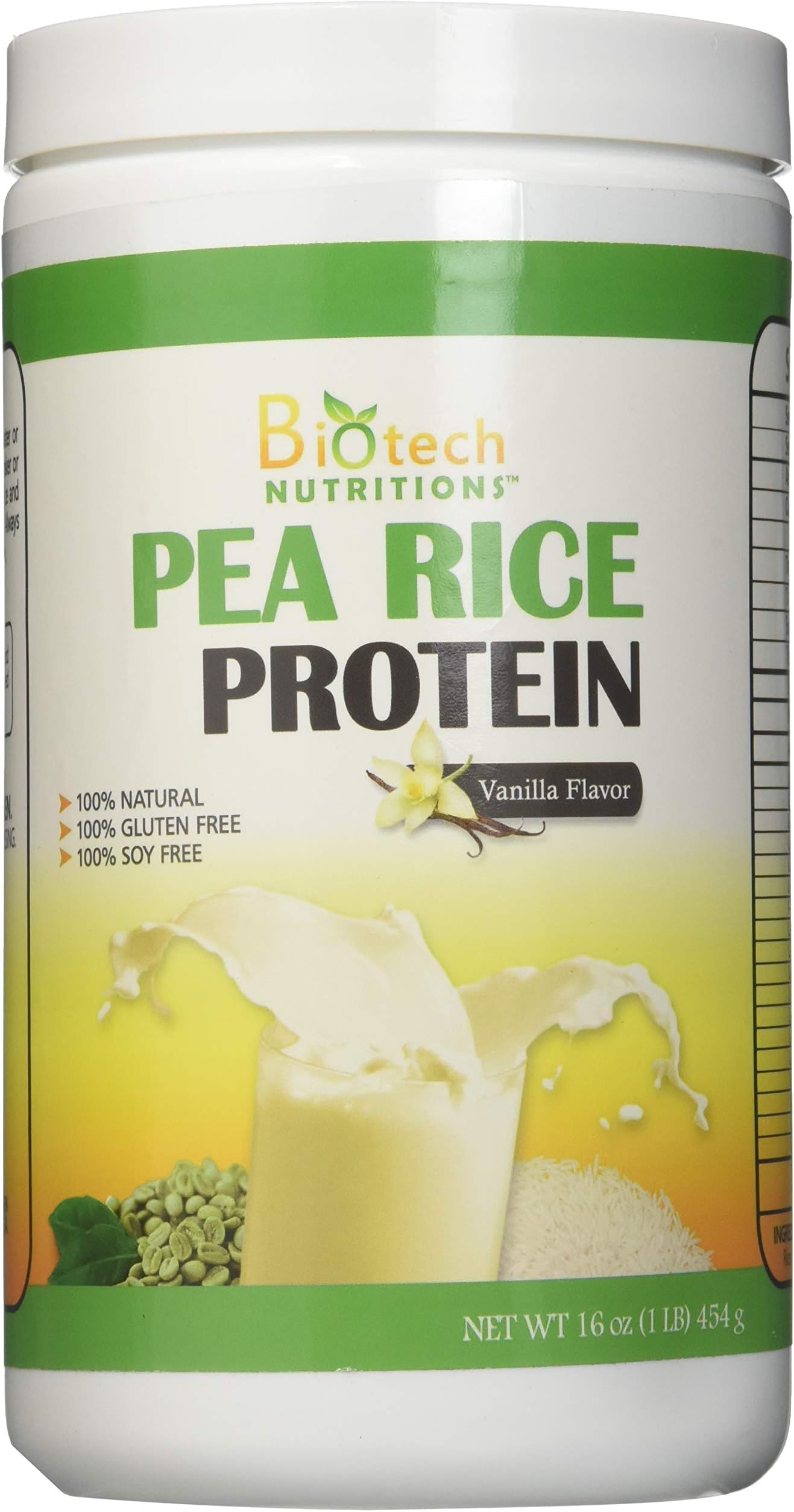 Biotech Nutritions Pure Non-GMO Pea Rice Protein, Vanilla, 16 Ounce by Biotech Nutritions