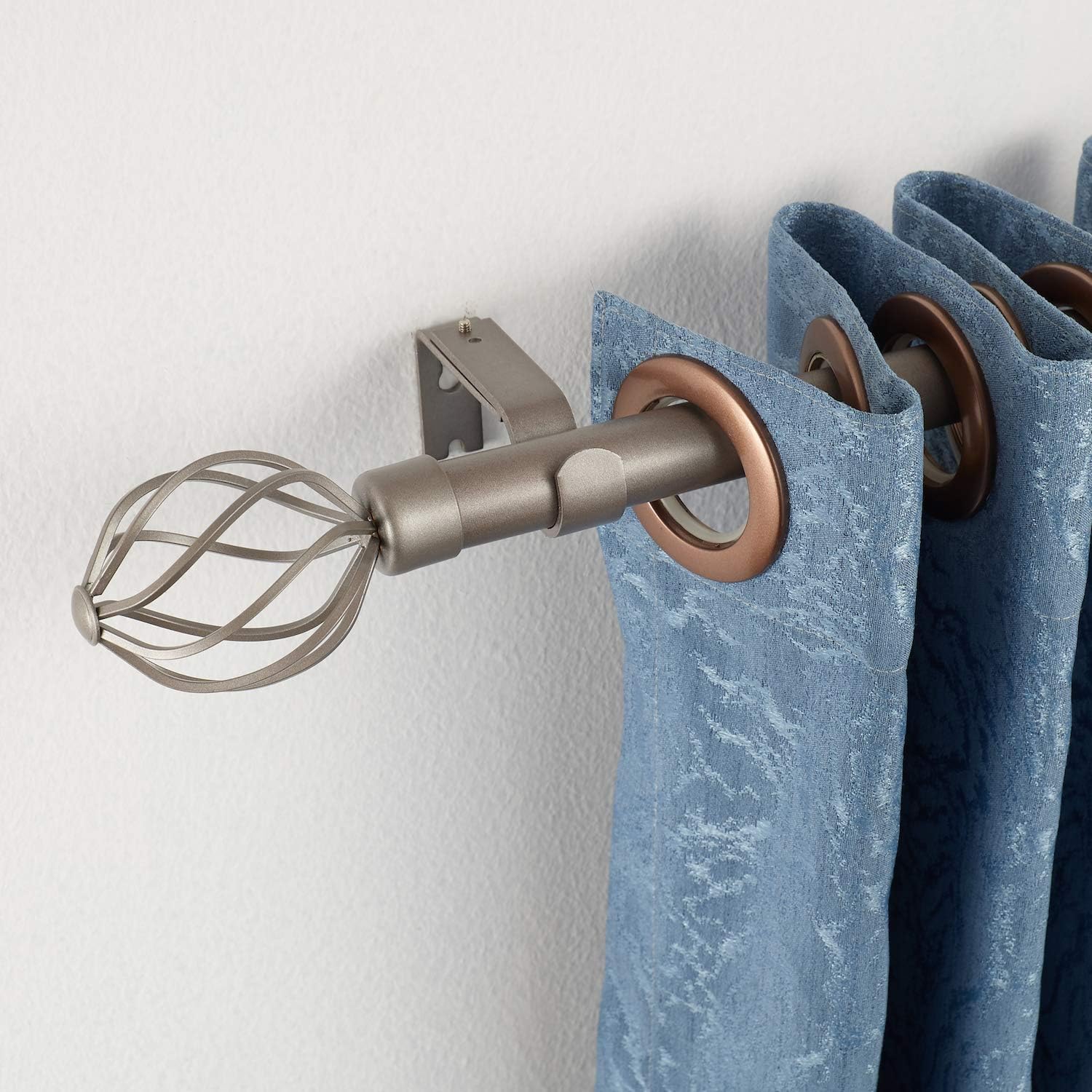 Mayrhyme Adjustable Curtain Rod for Window 28 to 48 Inches,Twisting Cage with Cap 1-Inch Diameter Pewter Curtain Rod: Home & Kitchen