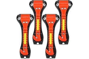 KLSKKJ Car Safety Hammer 4 Pack, Car Window Glass Breaker and Seat Belt Cutter Car Emergency Escape Tool with Light Reflective Tape for Family Rescue, Life Saving Survival Kit
