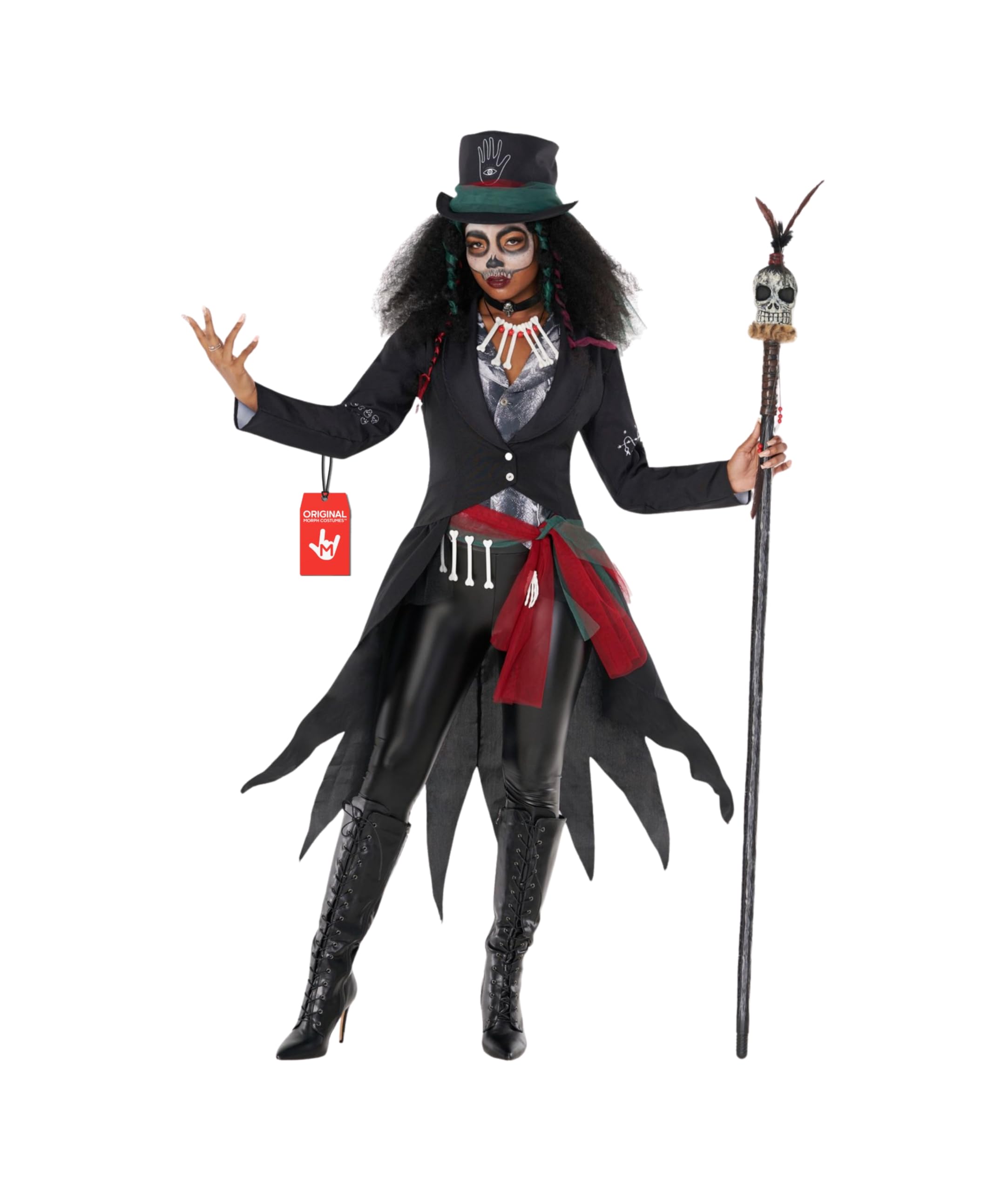 Morph Voodoo Witch Costume for Women - Day of the Dead Witch Outfit - Voodoo Costume Accessories for Halloween, Medium
