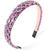 Gmmidea Crystal Rhinestone Headbands for Women Girls Bling Sparkly Headband Beaded Padded Hair Band Holiday Wedding Hair Accessories Purple