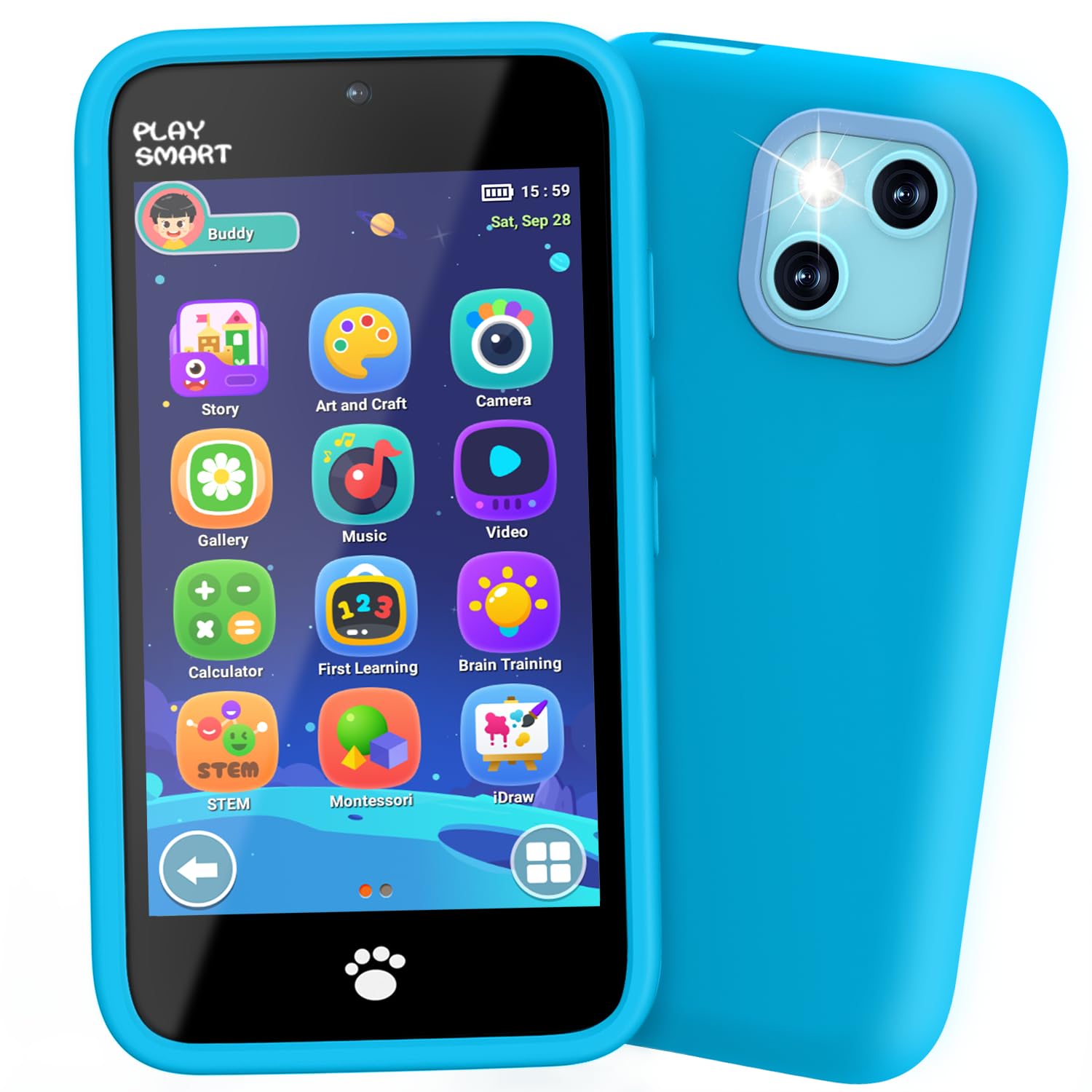Photo 1 of MOMILLA Kids Toys Smart Phone, Dual Camera with Stickers, 3.97" Touchscreen, Built-in 16GB Storage, 200+ Educational Puzzle Games, Learning Toys with Parental Control for Ages 3-8, Birthday Gift