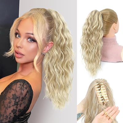 Fine Plus 18 Inch Ponytail Extension Curly Wave Clip In Hair For Black Women