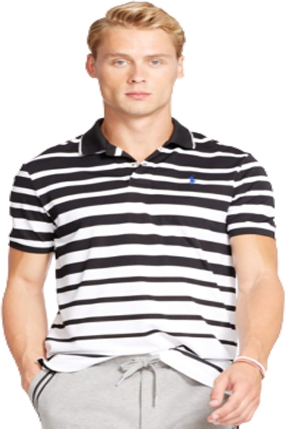 Macy's Men's Colorblocked Stripe Performance Mesh Polo Shirt Wicking