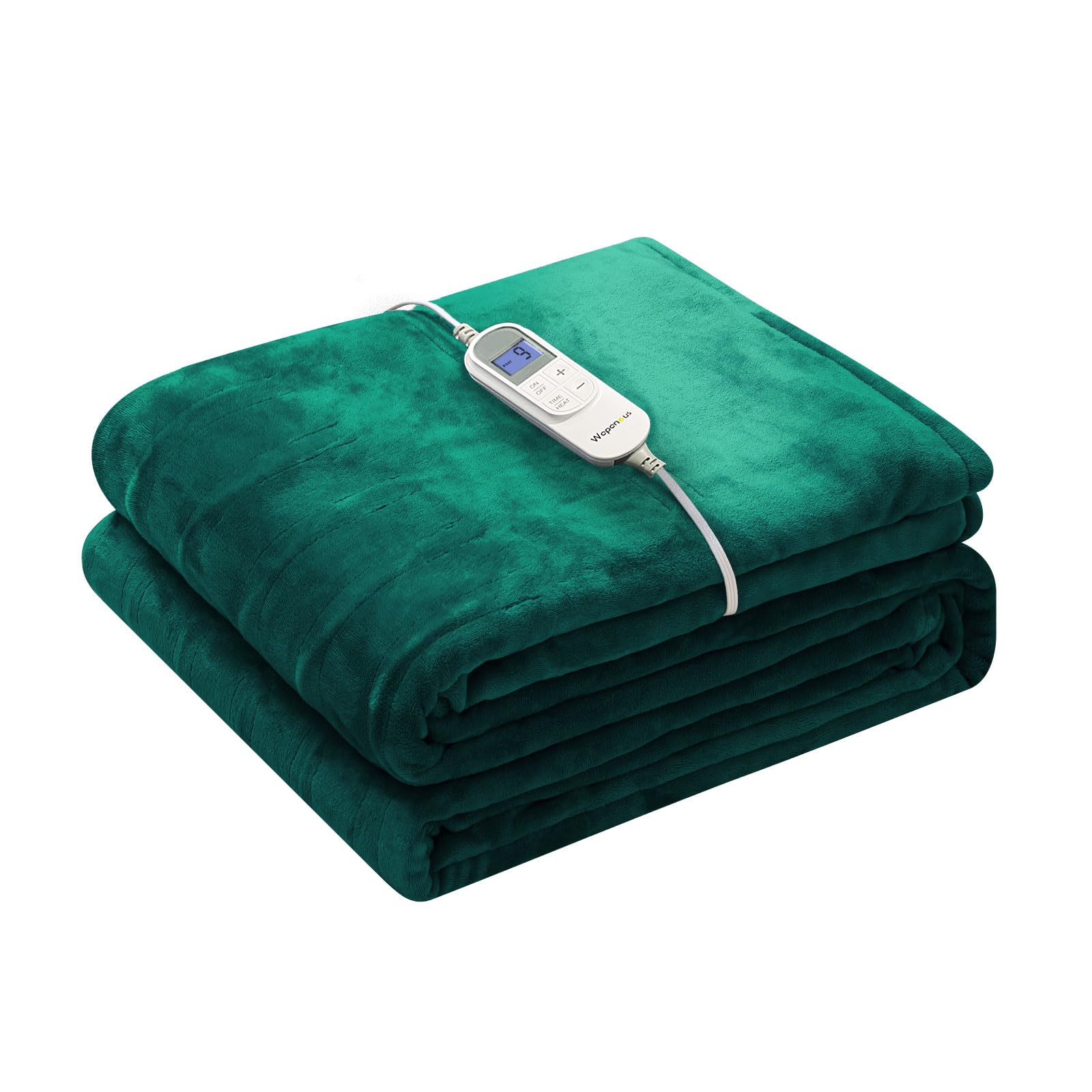 Photo 1 of Wapaneus Heated Blanket Electric Throw 72" x 84" Full Size with 10 Heating Levels 12 Hours Time Setings and Auto-Shut Off, Flannel Fast-Heating Electric Blanket,Machine Washable,Vintage Green