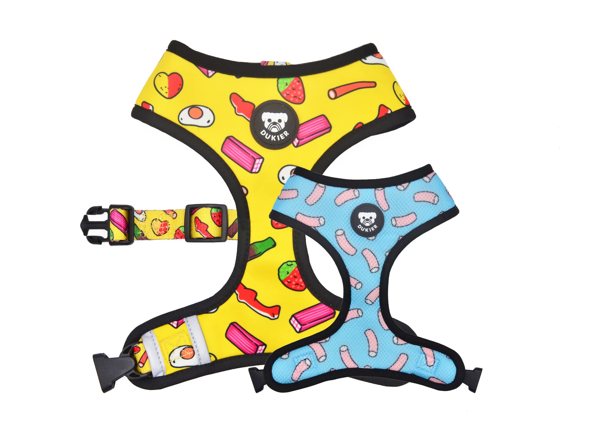 DUKIER - Reversible Dog Harness, Anti-Pull Breathable Reflective Pet Vest Neoprene Mesh, Sweets Design, Size XS