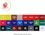 TBC The Best Crafts Watercolour Paint Set 24x12ml Tubes with 3 Brushes view 3