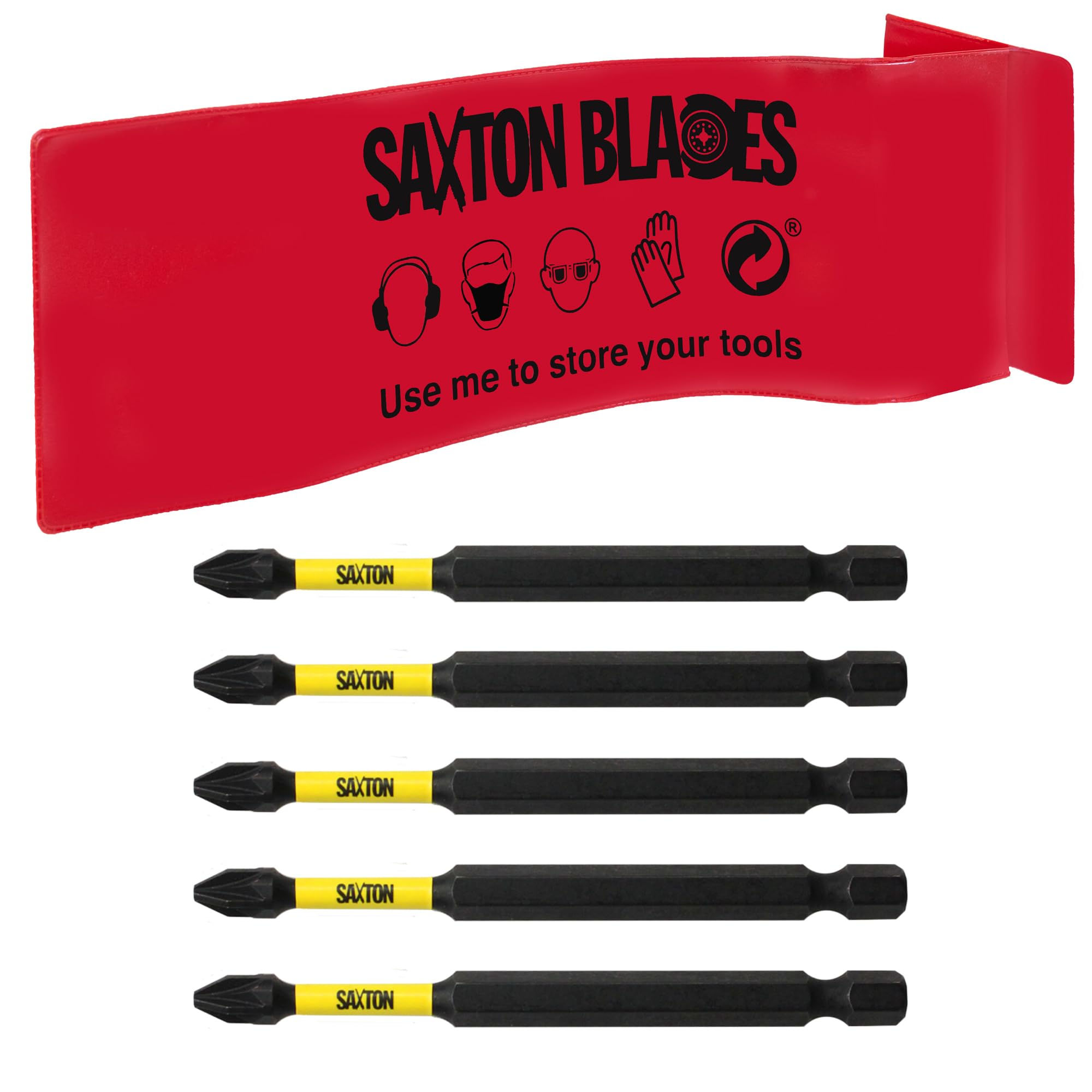 5X Saxton PZ2 89mm Long Magnetic Impact Duty Pozi-Drive Screwdriver Drill Driver Bits for Dewalt Milwaukee Bosch Makita etc