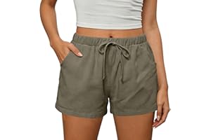 Beach Shorts for Women Vacation High Waisted Shorts Drawstring Short Pants Summer Comfy Travel Pants with Pockets