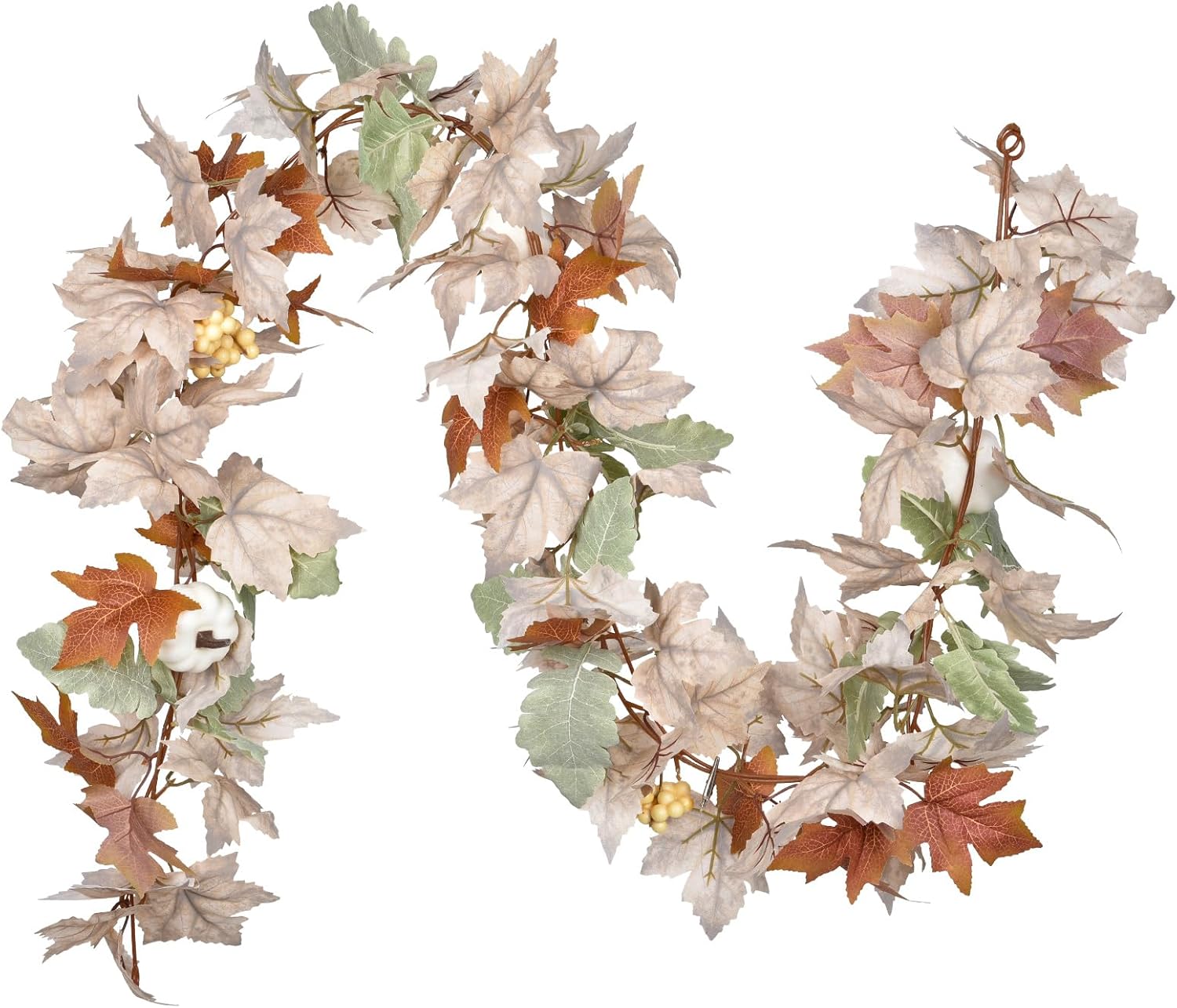 Wreaths, Garlands & Swags - Wofair 6Ft Fall Garland Autumn Maples Leaf Pumpkin Berry Garland - Thanksgiving Halloween Mantle Fireplace Harvest Decorations for Home Outdoor Indoor Porch Decoration