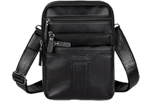 Ariscobull Leather Messenger Bag for Men, Small Leather Sling Shoulder Bag Messenger Pack for Men, Man Purse