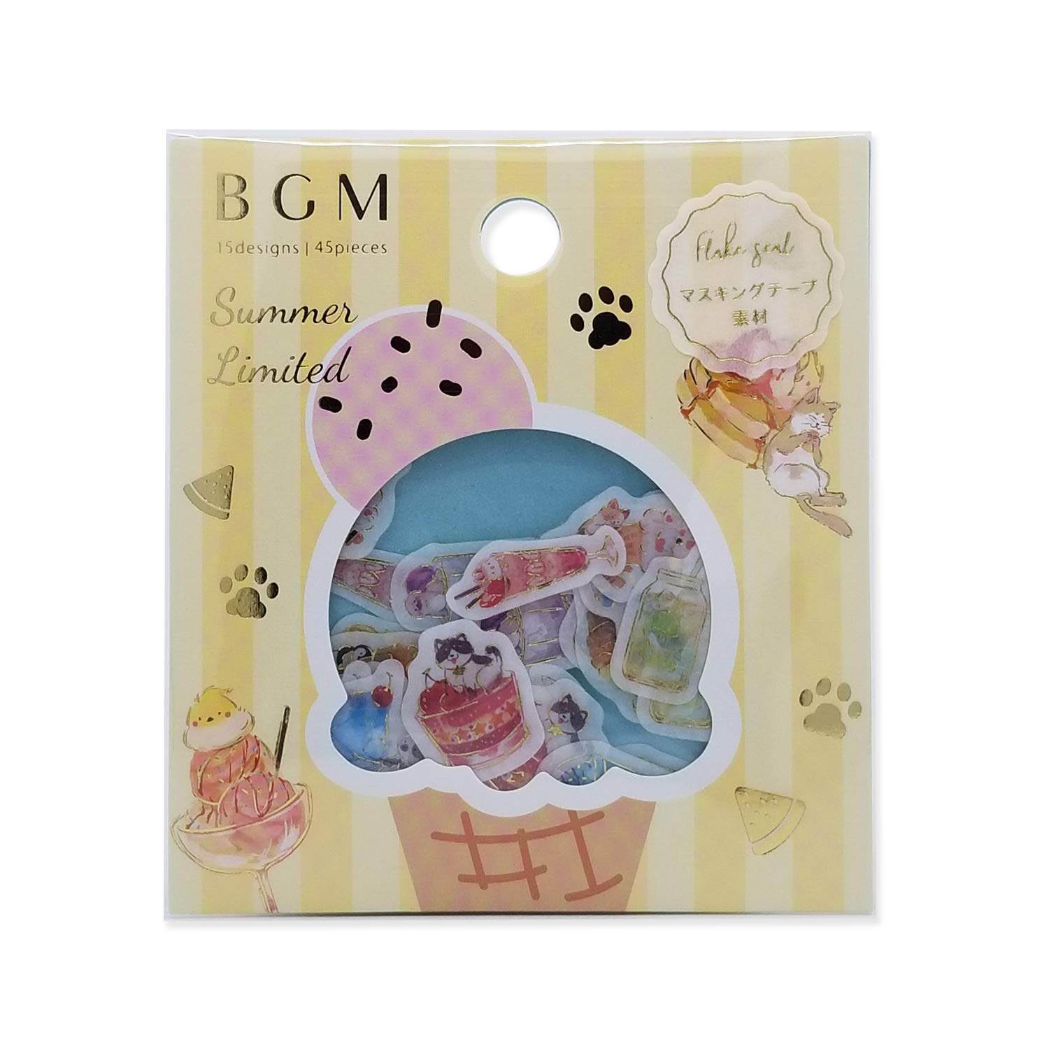 BGM Flake Stickers Flake Seal Foil Stamping - Animals & Food (Washi Tape Material) - for Scrapbooking Art Craft DIY