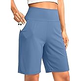 G Gradual Women's Bermuda Long Shorts with Pockets 9" High Waisted Knee Length Shorts for Women Walking Athletic Workout