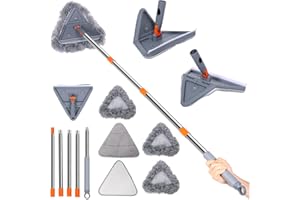 Wall Cleaner Mop with Long Handle Ceiling Cleaning Tool Duster with 180° Foldable and 360° Rotating Head Includes 6 Pads for 