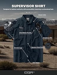 CQR Men's Short Sleeve Tactical Shirts, UPF