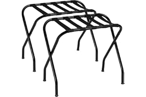 Heybly Luggage Rack, Pack of 2,Steel Folding Suitcase Stand for Guest Room Bedroom Hotel,Black,HLR001B2