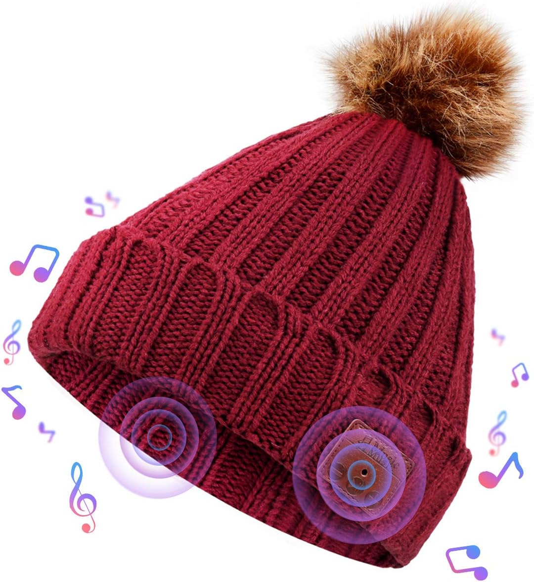 Bluetooth Music Hat, Wireless Beanie Headset with Powerful Bass, Bluetooth Cap Handsfree Washable Suitable for Outdoor Sports Running Skiing Skating Cycling