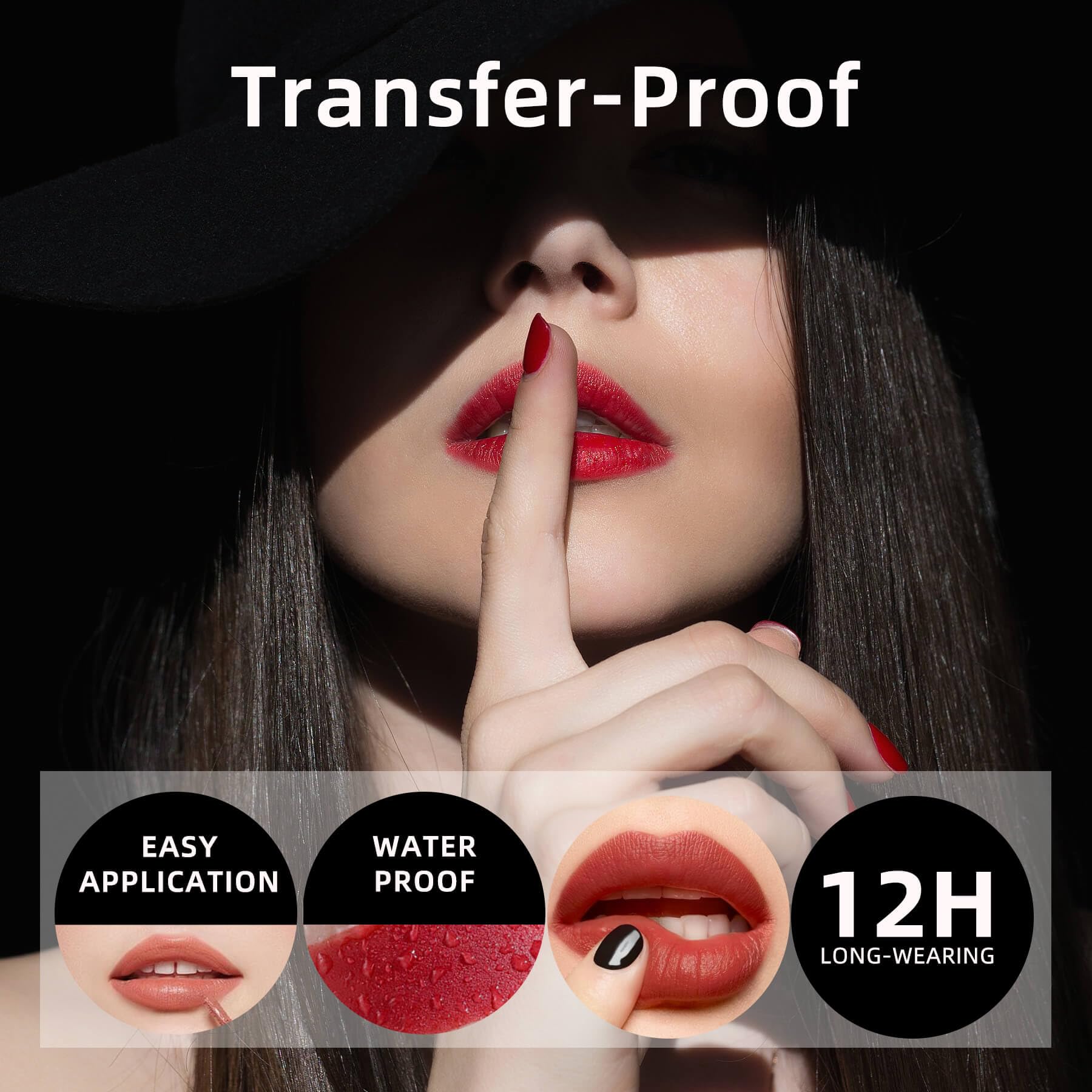 Black Matte Liquid Lipstick - Long Lasting, Smudge Proof, Transfer Resistant Lip Color, Waterproof, Non-Transfer Formula (Mystical Moment)