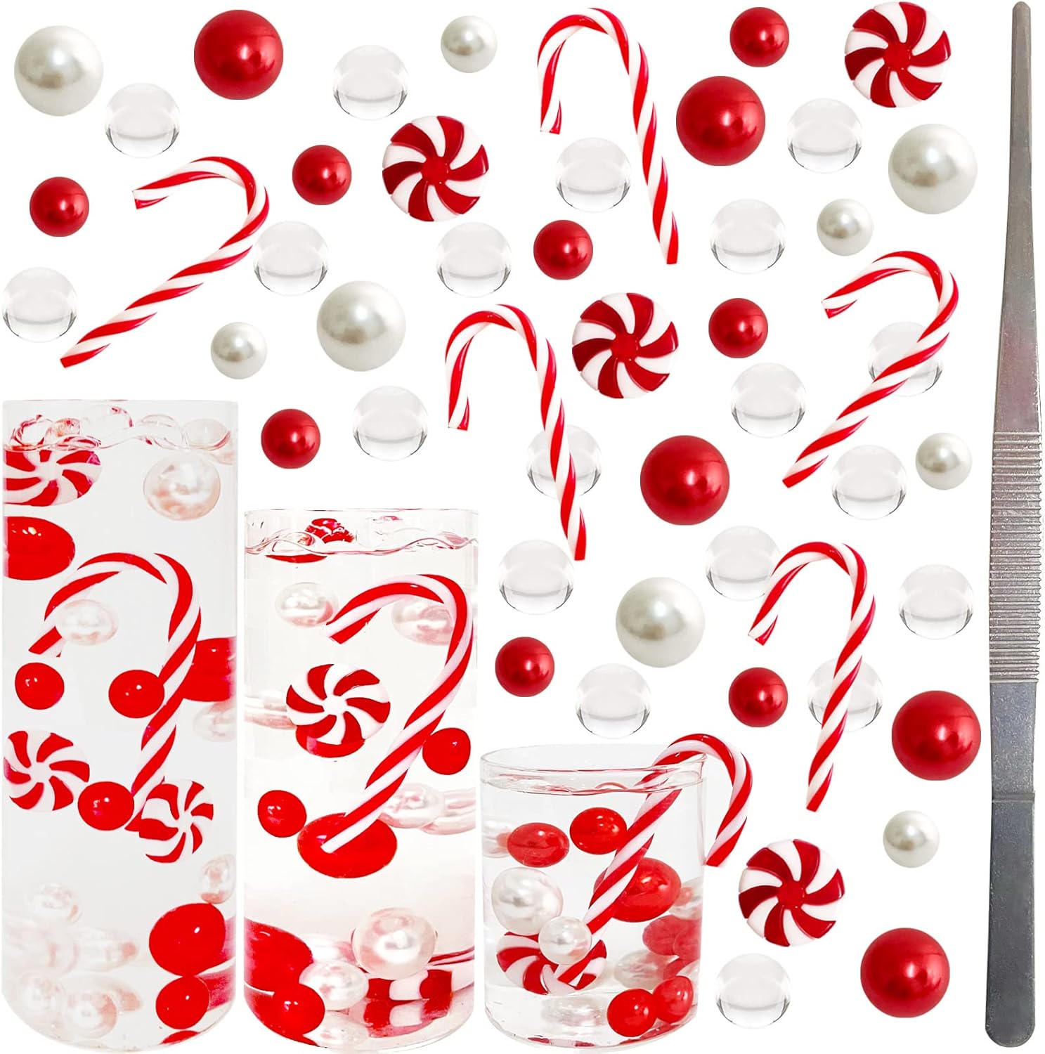 Vase Fillers - llxieym 4210 Pieces Christmas Vase Filler Beads Floating Pearls Water Gel Beads for Vase Filler Table Centerpieces Christmas Home Party Decoration (Style A)