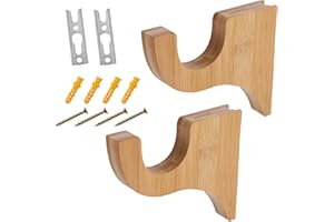 2pcs Wooden Curtain Rod Brackets, 3-1/2" Return Bracket for 2" Pole Wood Curtain Rod Holders for Drapes Wardrobe Bathroom Bed