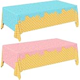 Gatherfun Ice Cream Party Supplies: 2-Pack Ice Cream Birthday Party Decorations,Disposable Plastic Tablecloth, Ideal Table Cover for Kids &amp; Girls Birthday, Baby Shower &amp; Themed Parties, 54 x 108 Inch