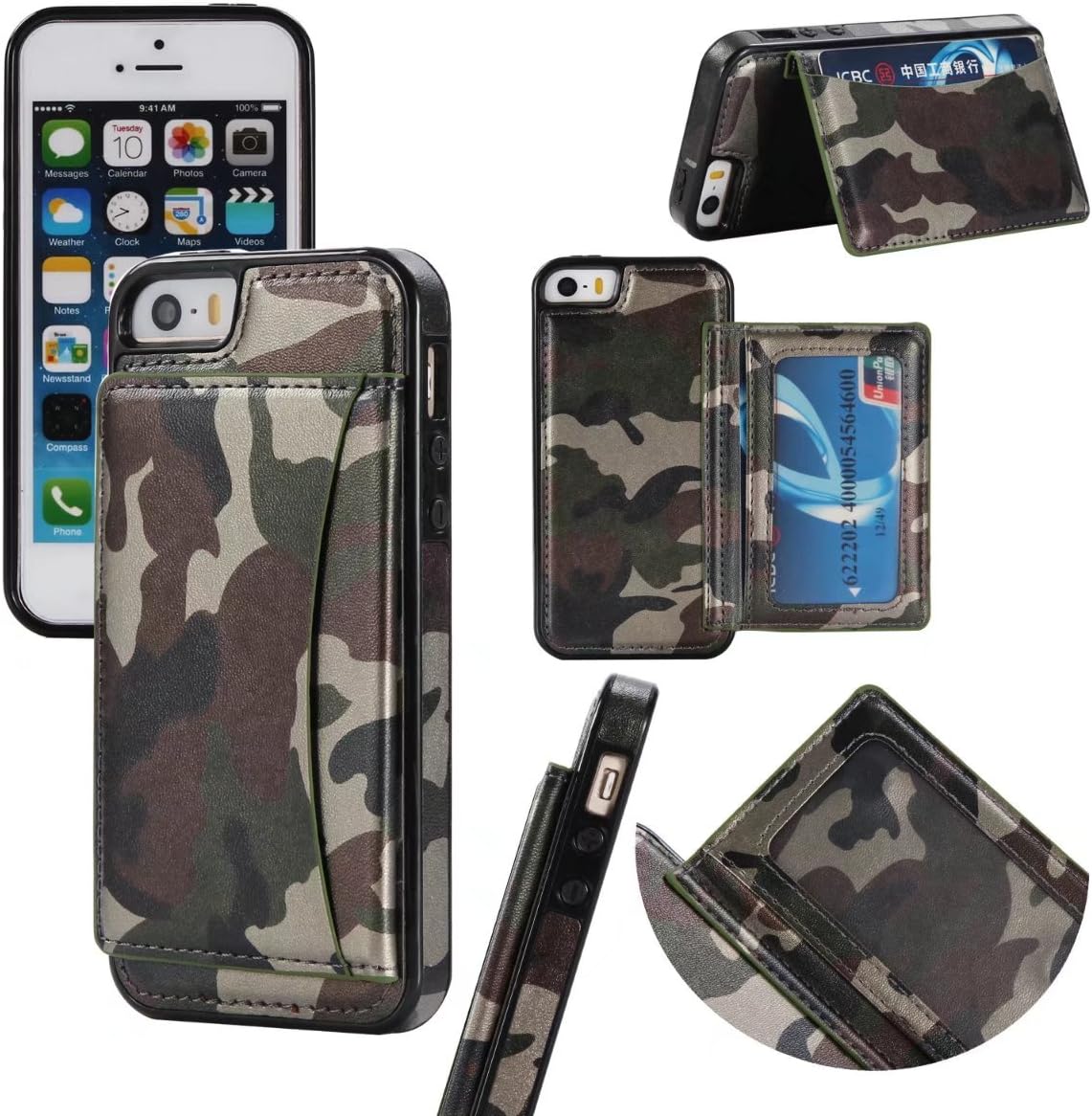 iPhone 6 Plus/6s Plus 5.5 Case,MIRAER New Army Camo Camouflage Pattern Flip Cover for iPhone 6 Plus /6s Plus 5.5 inch PU Leather TPU Wallet Cover Phone Bags Cases£¨Army Green£©