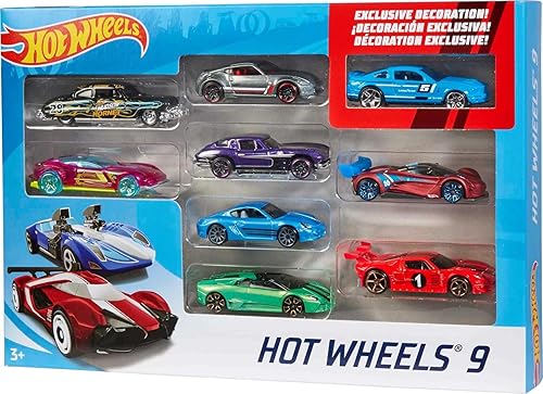 Hot Wheels Toy Cars or Trucks 9-Pack, Set of 9 Vehicles in 1:64