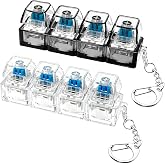 2 PCS Keyboard Fidget Toy, Keyboard Fidget Keychain 4-in-1 Keyboard Decompression Button Finger Clicker Toys, Button Stress Relief Fidget Gifts to Relief Stress (Clear Black)