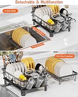 LIONONLY 2 Tier Dish Drainer Rack with Swivel Drainage Spout view 8