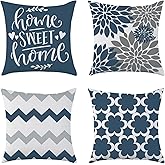 Mimkus Blue Farmhouse Pillow Cover 18 x 18 Inch Set of 4 Spring Summer Throw Pillow Covers Double-Sided Printing Pillow Case for Sofa Home Decor