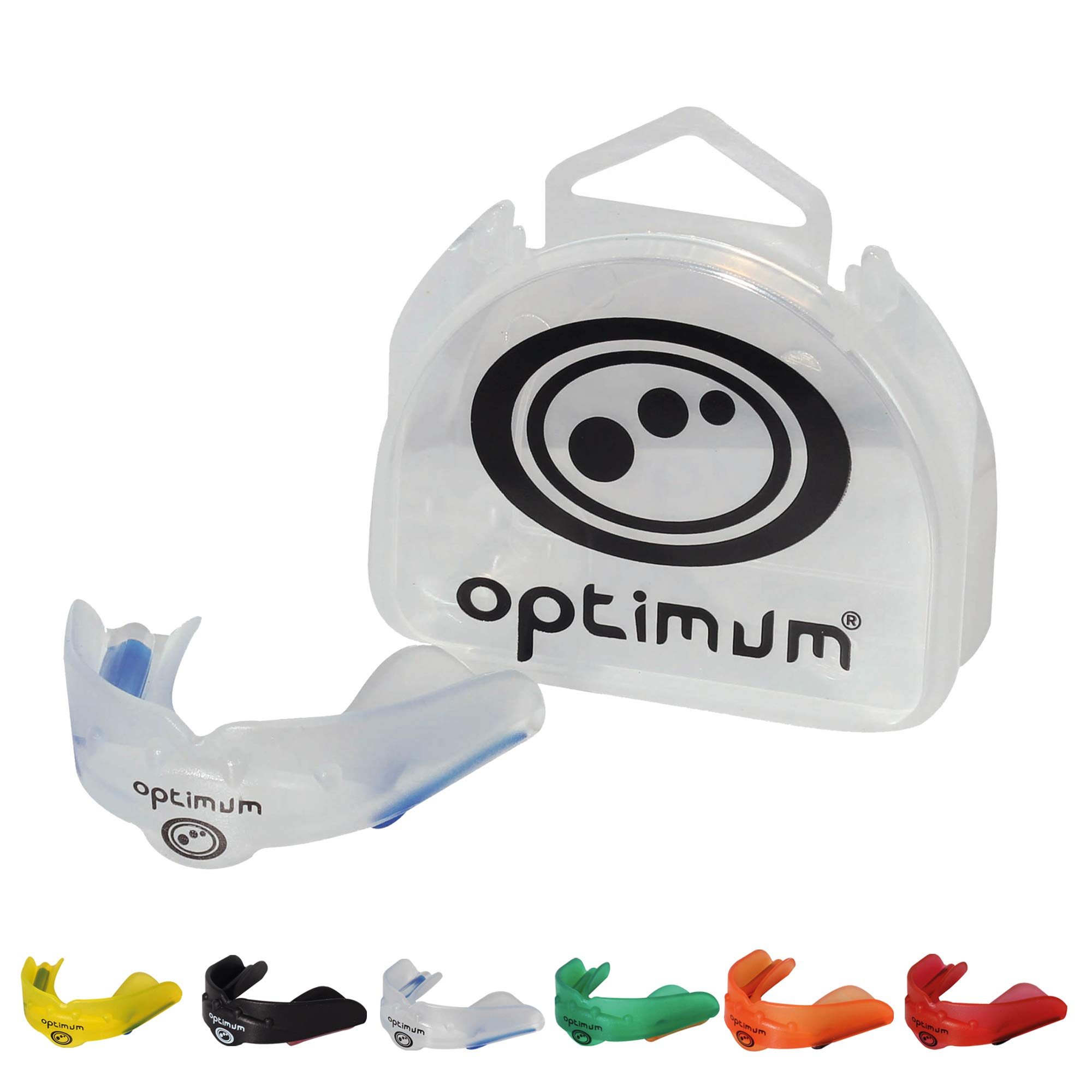 Optimum Matrix Mouthguard Gum Shield Slim Fit with Case for Rugby Hockey Boxing MMA Martial Arts Judo Karate Taekwondo Contact Sports - Clear, Senior
