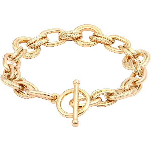 COOLSTEELANDBEYOND Stainless Steel Gold Anchor Shackle Leather Bracelet - 8.07 Inch Nautical Sailor Bracelet For Men & Women - View #3