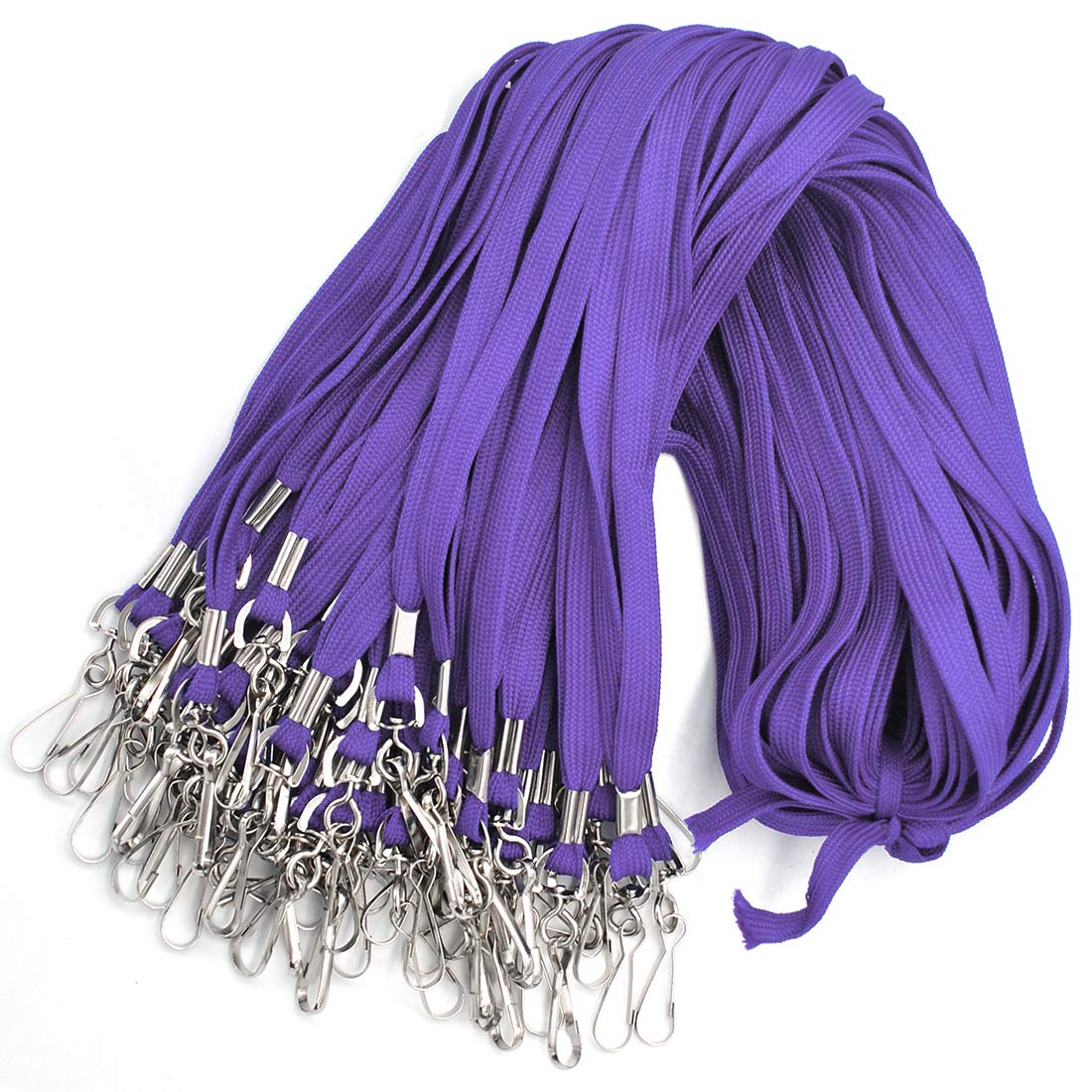 Bird 100 Pack Bulk Badge Lanyards for ID Badges - Neck Lanyard Name Tag ID Holder (Purple)