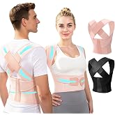 Cmipeob Posture Corrector for Women and Men Plus Size Full Back Support Brace Straightener Scoliosis Spine Upper Back Pain Relief Adjustable Shoulder Instant Posture Corrector with Hunchback (Pink, Medium)