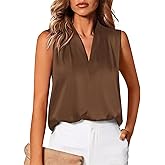 BTFBM Tank Top for Women 2026 Summer Spring Silk Satin V Neck Pleated Sleeveless Work Blouses Business Casual Outfits