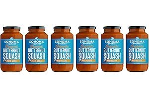Sonoma Gourmet Organic Butternut Squash Pasta Sauce | USDA Organic, Vegan, Non-GMO, No Sugar Added | 25 Ounce Jars (Pack of 6)