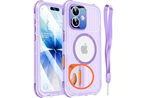 Haireca for iPhone 17 Waterproof Case Magnetic, Built in Camera Control [Screen Protector] [Lanyard], Fit for Magsafe Heavy Duty Military Rugged Full Body IP68 Phone Case, 6.3" Frosted Purple