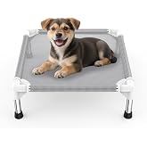 Elevated Dog Bed with Teslin Cooling Fabric - Lightweight Dog Cot, Small | Washable &amp; Breathable Mesh, Durable Stainless Steel Frame, Raised Pet Bed for Indoor &amp; Outdoor Use, Anti-Slip Feet,Easy Clean