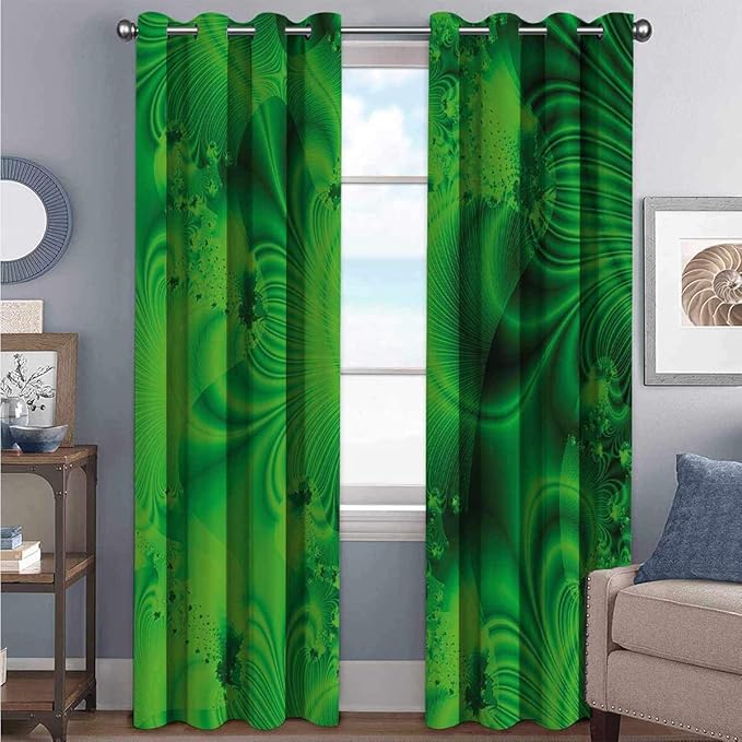 Toopeek - Cortina térmica de color verde lima, diseño abstracto